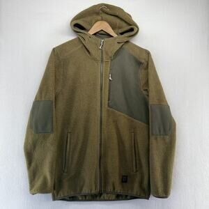 Orage Fleece Jacket Men's Large Green Sherpa Full Zip Pockets Padded Hooded Ski